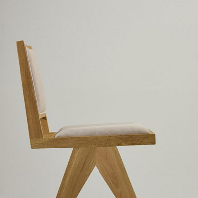 Dimo Dining Chair Linen Fabric Padded Seat Scandi Mid-Century Ashy ...