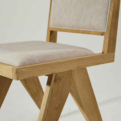 Dimo Dining Chair Linen Fabric Padded Seat Scandi Mid-Century Ashy ...