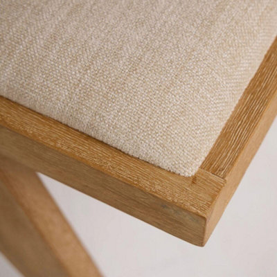 Dimo Dining Chair Natural Linen Fabric Ashy Brown Oak Solid Frame Mid ...