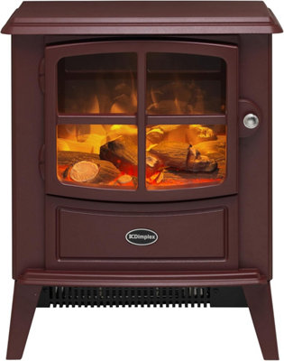Dimplex Brayford Burgundy Optiflame Electric Stove, Burgundy Red Free Standing Wood Burner Style Electric Stove with Artificial Lo