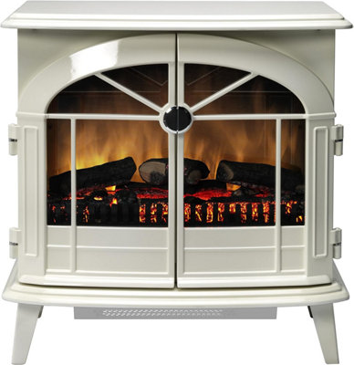 Dimplex Chevalier Optiflame Electric Stove, High Gloss Ivory Enamel Style Freestanding Fire with LED Flame Effect, Opening Doors, Price Comparisons | Compare The Build