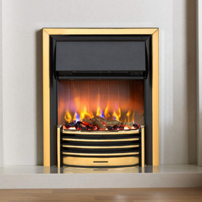 DIMPLEX LERWICK BRASS INSET ELECTRIC FIRE 3D OPTIFLAME EFFECT MODERN ...