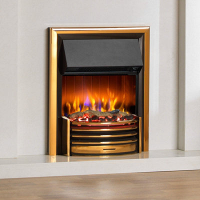 DIMPLEX LERWICK BRASS INSET ELECTRIC FIRE 3D OPTIFLAME EFFECT MODERN ...