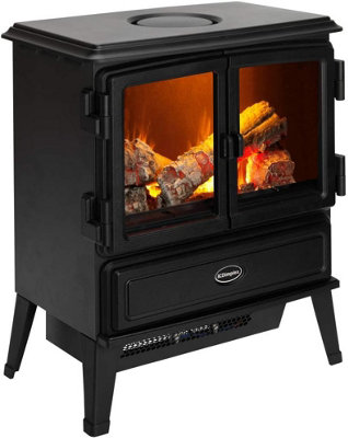 Dimplex OKT20 Oakhurst Opti-Myst Electric Stove, Black Free Standing Electric Fireplace,  Realistic LED Flame and Smoke Effect, Fa