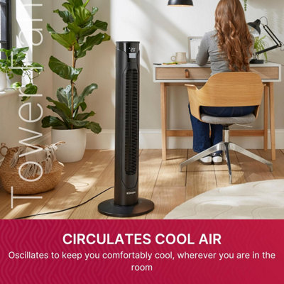 Dimplex Tower Fan with Remote Control, 3 Speeds + Night Mode, Timer