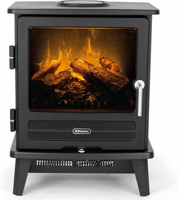 Dimplex Willowbrook Optimyst Electric Stove, Black Free Standing Electric Fireplace with Realistic LED Flame and Smoke Effect, Fan