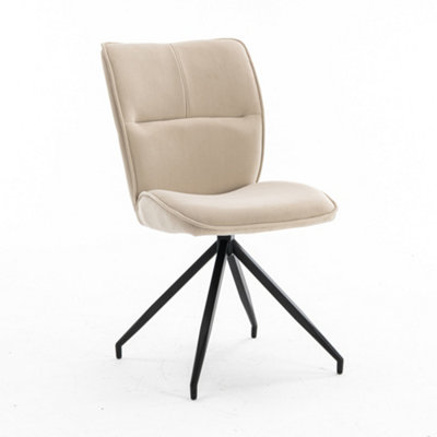 Dina Modern Velvet Dining Chair Padded Seat Metal Leg Kitchen 6 Pcs (Beige)