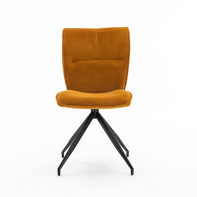 Dina Modern Velvet Dining Chair Padded Seat Metal Leg Kitchen 6 Pcs (Mustard)