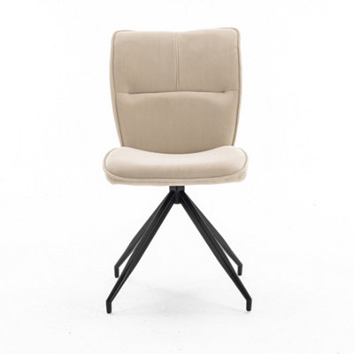 Dina Modern Velvet Dining Chair Padded Seat Metal Leg Kitchen 8 Pcs (Beige)