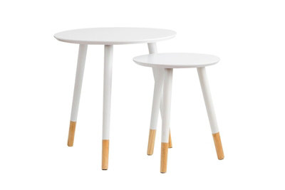 Dina Set of 2 Round Nesting Table,Side Table,Occasional Table,White