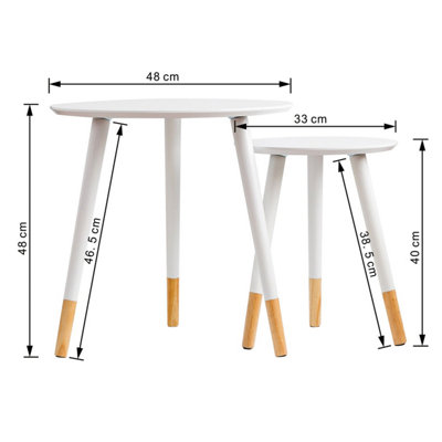 Dina Set of 2 Round Nesting Table,Side Table,Occasional Table,White