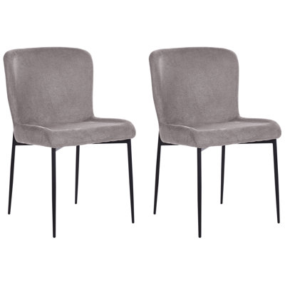 Dining Chair ADA Set of 2 Fabric Dark Grey