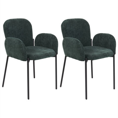 Dining Chair ALBEE Set of 2 Fabric Dark Green