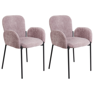 Dining Chair ALBEE Set of 2 Fabric Pink