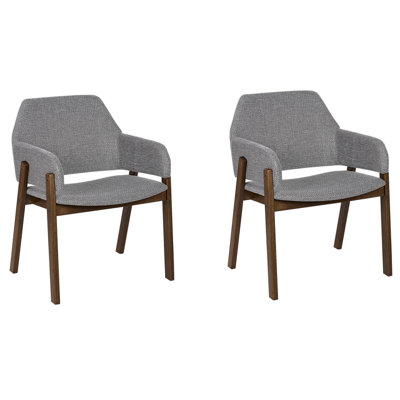 Dining Chair ALBION Set of 2 Fabric Dark Wood