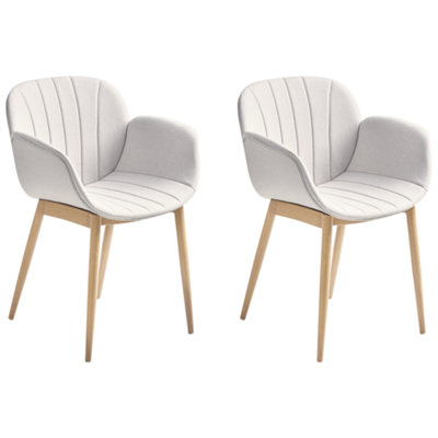 Dining Chair ALICE Set of 2 Fabric Light Grey