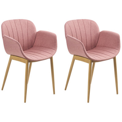 Dining Chair ALICE Set of 2 Fabric Pink