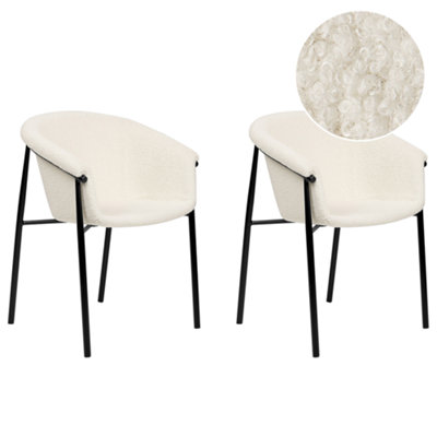 Dining Chair AMES Set of 2 Boucle Off-White