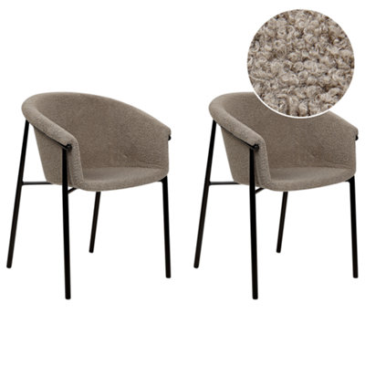 Dining Chair AMES Set of 2 Boucle Taupe