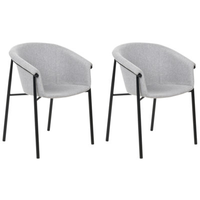 Dining Chair AMES Set of 2 Fabric Light Grey