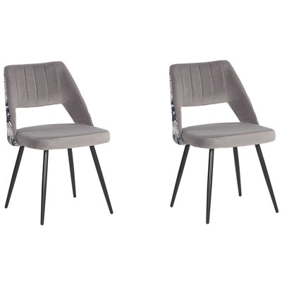 Dining Chair ANSLEY Set of 2 Velvet Grey