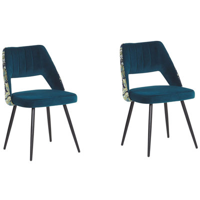 Dining Chair ANSLEY Set of 2 Velvet Sea Blue