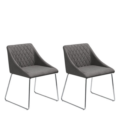 Dining Chair ARCATA Set of 2 Fabric Dark Grey