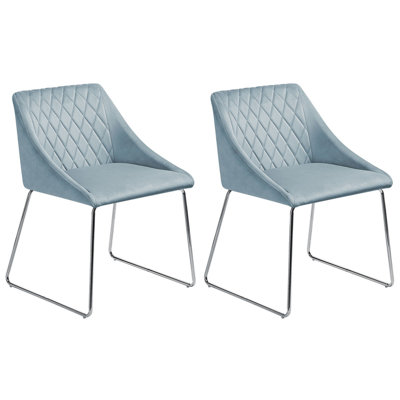 Dining Chair ARCATA Set of 2 Velvet Light Blue