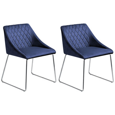 Dining Chair ARCATA Set of 2 Velvet Navy Blue