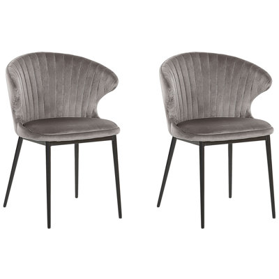 Dining Chair AUGUSTA Set of 2 Velvet Grey