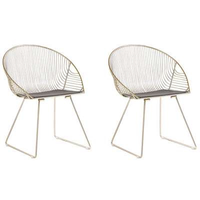 Dining Chair AURORA Set of 2 Metal Gold