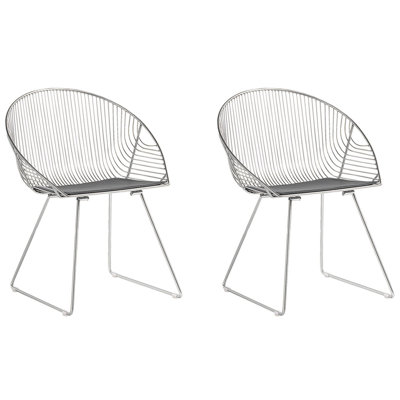 Dining Chair AURORA Set of 2 Metal Silver