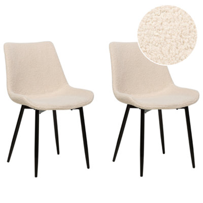 Dining Chair AVILLA Set of 2 Boucle Beige