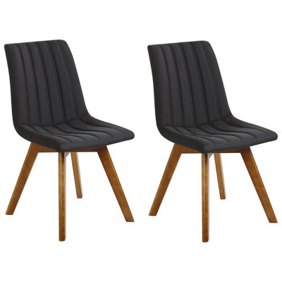 Dining Chair CALGARY Set of 2 Fabric Black