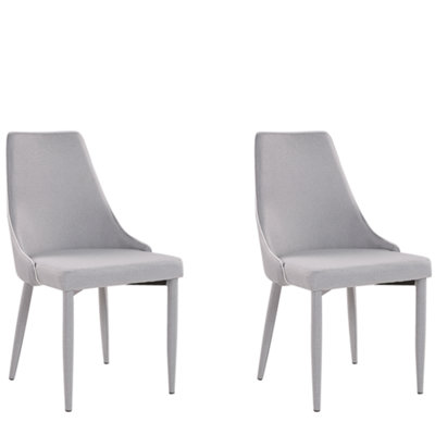 Dining Chair CAMINO Set of 2 Fabric Light Grey