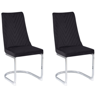 Dining Chair Cantilever Chair ALTOONA Set of 2 Velvet Black