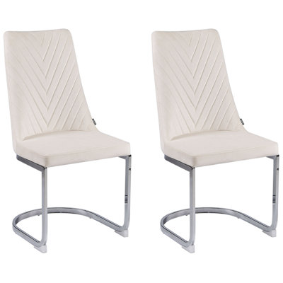 Dining Chair Cantilever Chair ALTOONA Set of 2 Velvet Off-White