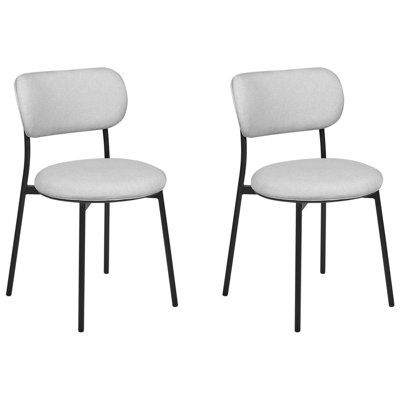 Dining Chair CASEY Set of 2 Fabric Light Grey