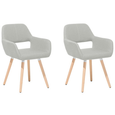 Dining Chair CHICAGO Set of 2 Fabric Light Grey