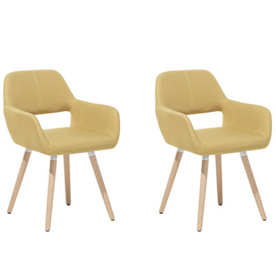 Dining Chair CHICAGO Set of 2 Fabric Yellow