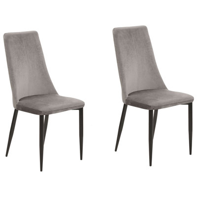 Dining Chair CLAYTON Set of 2 Velvet Dark Grey