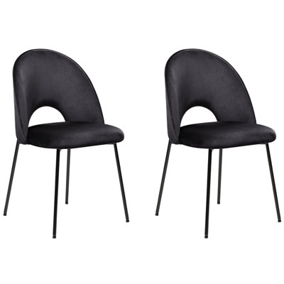 Dining Chair COVELO Set of 2 Velvet Black