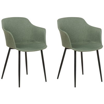 Dining Chair ELIM Set of 2 Fabric Dark Green