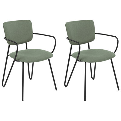 Dining Chair ELKO Set of 2 Fabric Dark Green