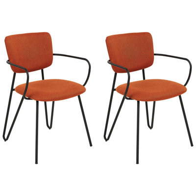 Dining Chair ELKO Set of 2 Fabric Orange