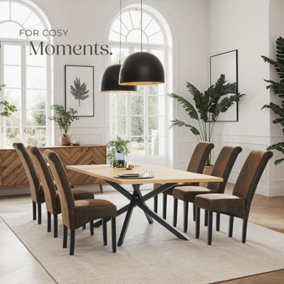 Dining Chair - ergonomic seat shape, high backrest, padded, faux leather  - antique brown, per piece
