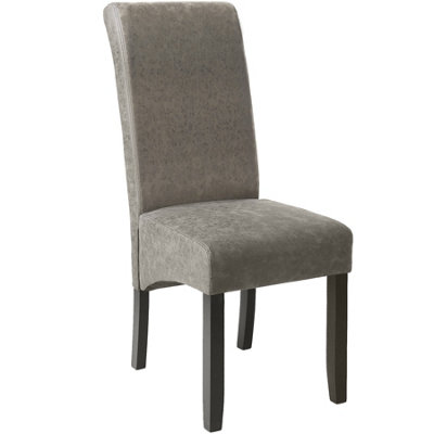 Dining Chair - ergonomic seat shape, high backrest, padded, faux leather - gray marbled