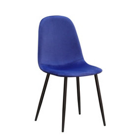 Dining Chair - Fabric/Metal - L52 x W44 x H86 cm - Blue/Black