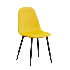 Dining Chair - Fabric/Metal - L52 x W44 x H86 cm - Yellow/Black