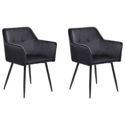 Dining Chair JASMIN Set of 2 Velvet Black